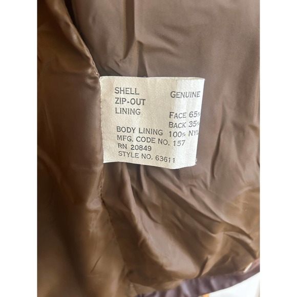 VTG Sears The Leather Shop Mens Size 42 Jacket Removable Lining Brown Buttons - Picture 12 of 13